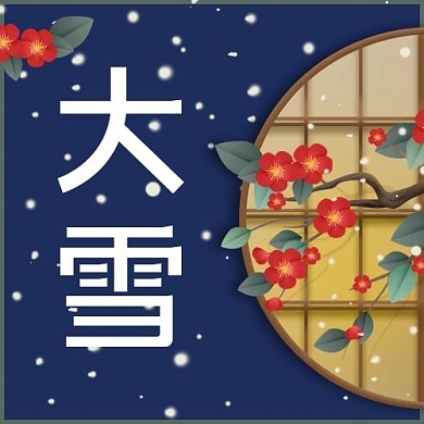 二十四节气大雪蓝色简约公众号次图