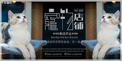 宠物店铺灰色简约展板