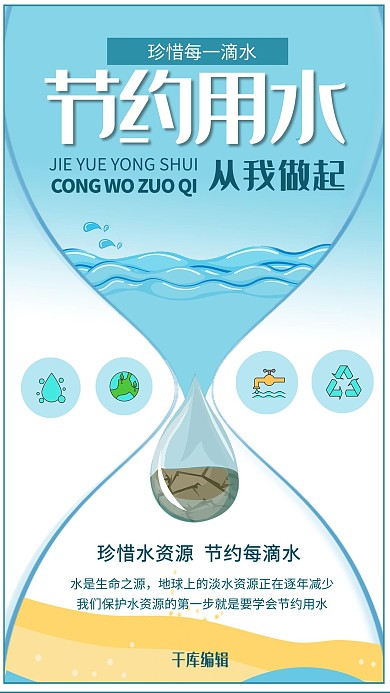 节约用水珍惜水资源公益宣传海报
