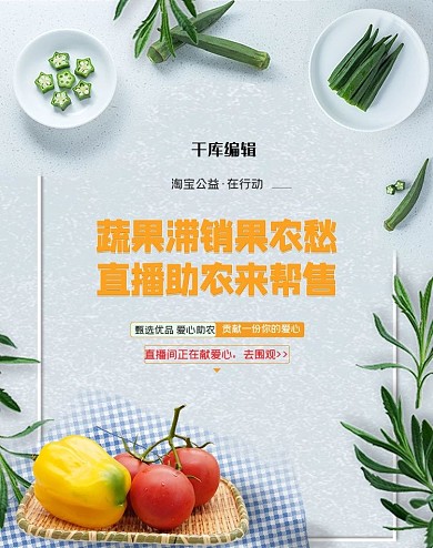 电商直播爱心助农蓝色清新banner
