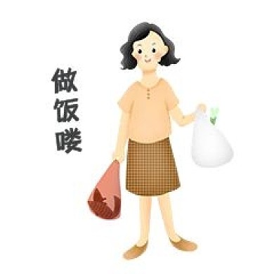 千库编辑原创元素买菜回家的母亲形象表情包插画元素