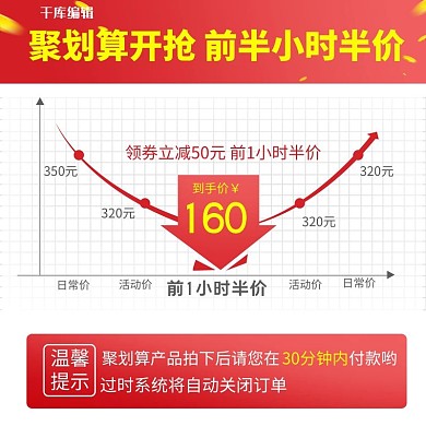 价格曲线促销红色简约电商主图