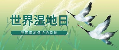 世界湿地日保护湿地绿色插画风公众号首图