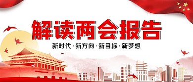 解读两会报告图文红色简约公众号配图
