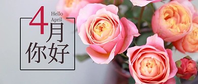 四月你好鲜花粉色灰色简约公众号首图