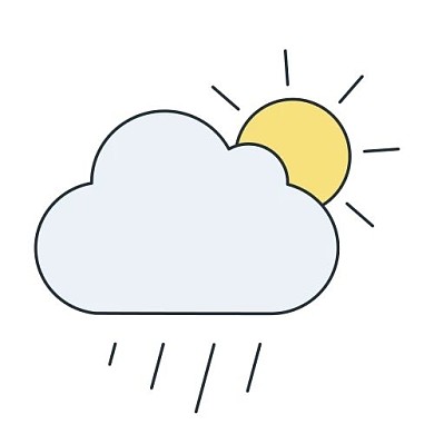 多云有雨转晴线性扁平多色天气图标公众号次图