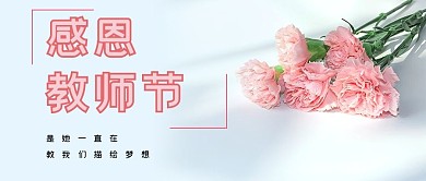 教师节花浅蓝色实景公众号首图