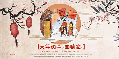 春节新年春节习俗水墨中国风展板