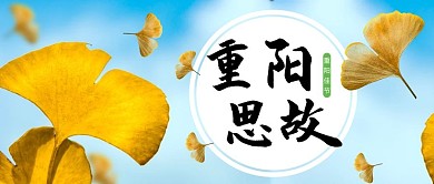 重阳思故树叶蓝色简约公众号封面