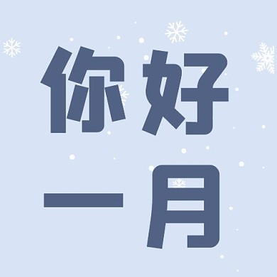 你好一月雪花蓝色简约纯色公众号次图