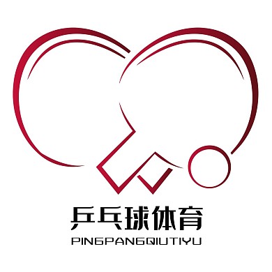 红色线条球拍LOGO