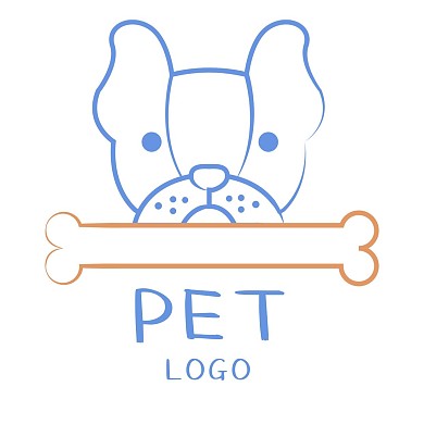 蓝色线条狗狗LOGO