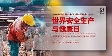安全生产健康日红色简约展板