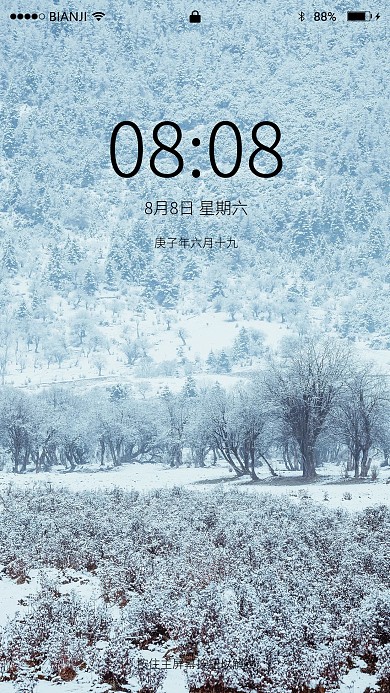 小清新风格雪中树林手机壁纸