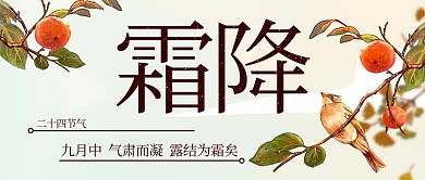 霜降柿子树彩色简约公众号首图