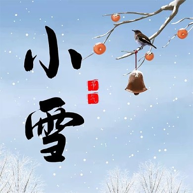 二十四节气小雪篮白色简约公众号次图