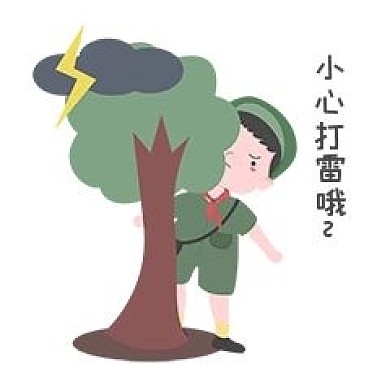 安全教育表情包小心打雷哦人物插画