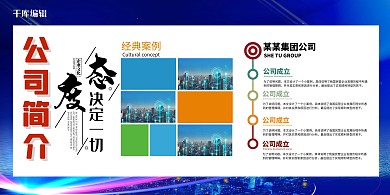 企业简介公司蓝色现代展板