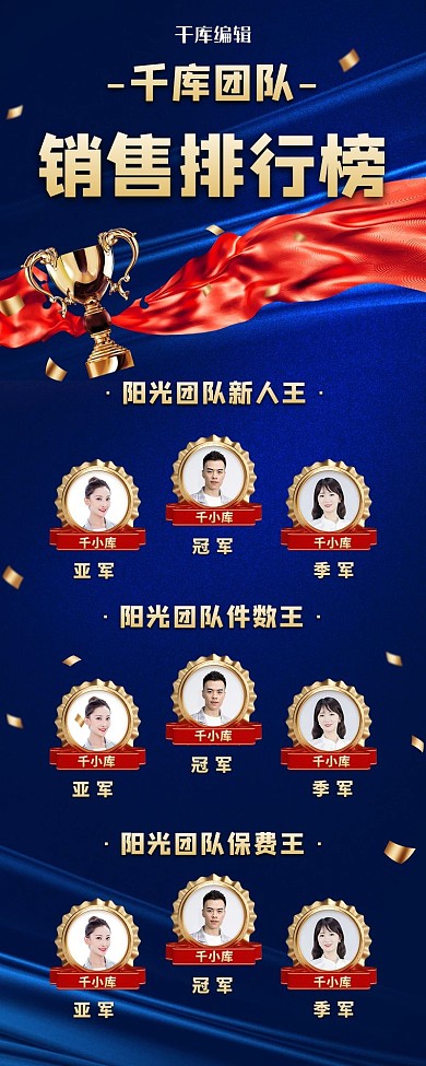 销售排行榜红蓝色简约营销长图