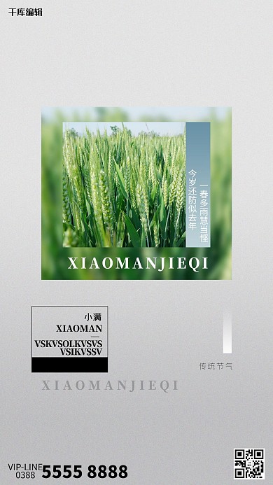 小满小麦灰色创意海报