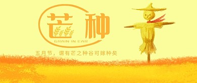 芒种节气秋天丰收黄色简约公众号首图