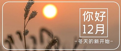 你好12月落日黄色简约公众号封面