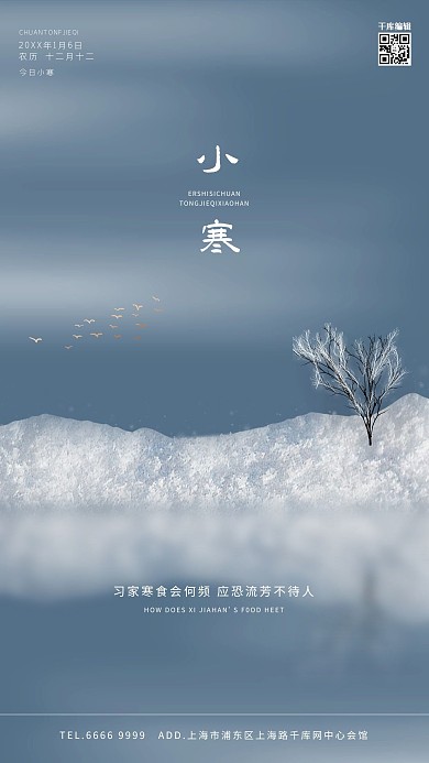 小寒写实创意简约宣传海报