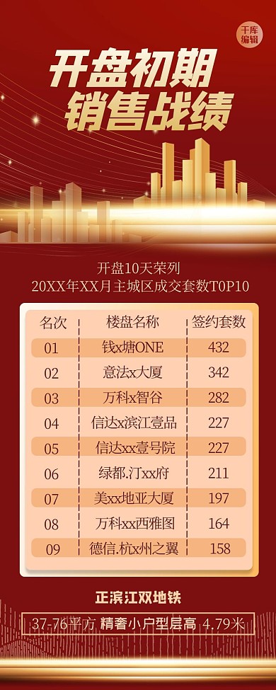 表彰炫光红金大气营销长图