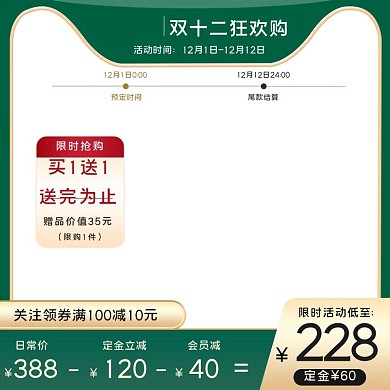 双十二狂欢盛典绿色简约电商主图直通车