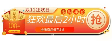 双11狂欢红包 优惠券 抽奖渐变促销胶囊图banner