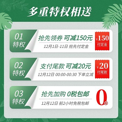 双十二优惠券绿色简约电商主图直通车