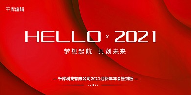 你好20212021红色简约展板