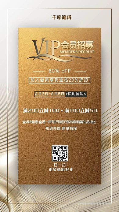 VIP会员招募会员日白金高端VIP海报
