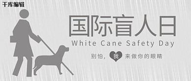国际盲人日导盲犬灰色简约公众号