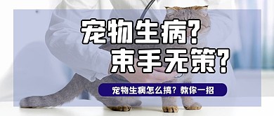 宠物猫和医生白色淡蓝色新媒体公众号首图