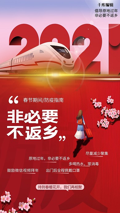 非必要不返乡红色大气海报