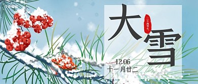 二十四节气大雪蓝色小清新公众号