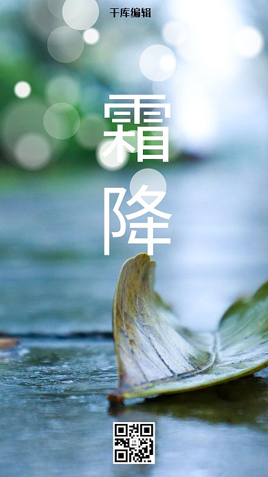霜降叶子绿色创意海报