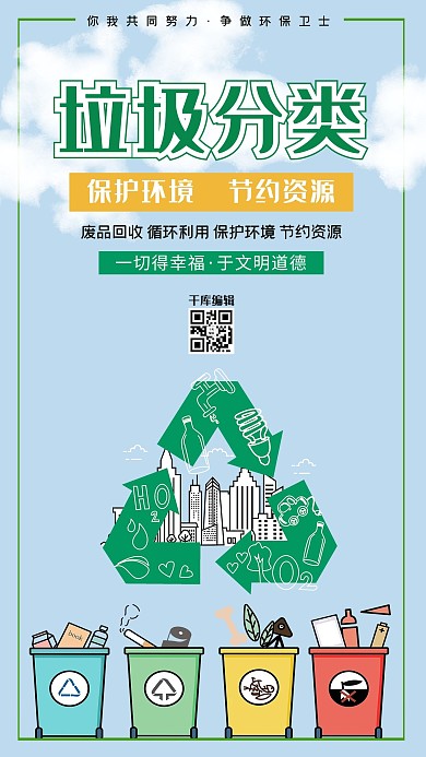 垃圾分类创意合成环保公益分类