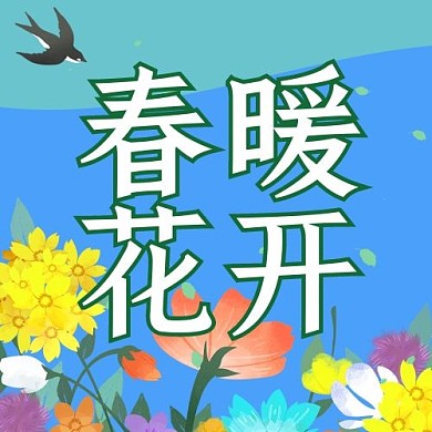 春春暖花开蓝色简约公众号次图