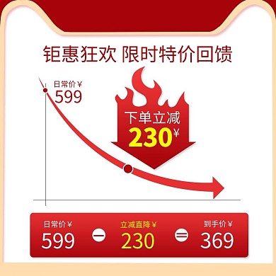 双十一来啦红色喜庆价格曲线电商主图