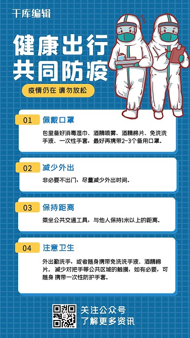健康出行防疫指南宣传海报