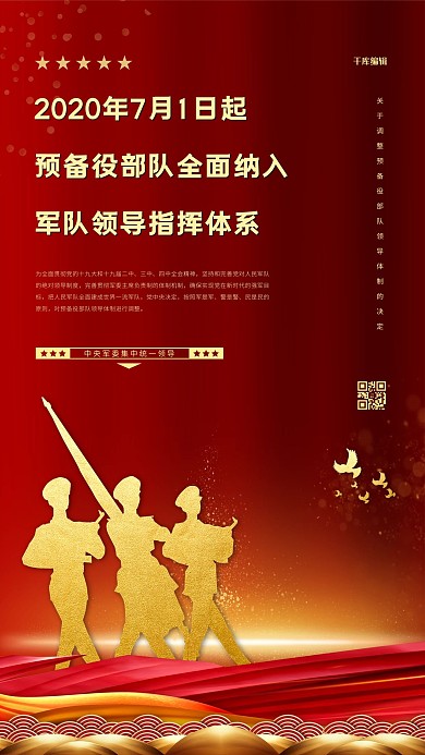 预备役改革军人红色党建海报