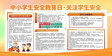 安全教育日校园安全红色简约校园展板