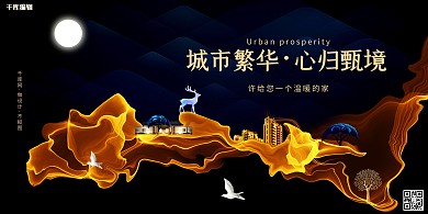 房地产蓝色大气房地产宣传展板