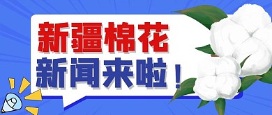 新疆棉花棉花蓝色手绘扁平公众号首图