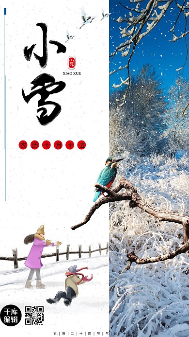 摄影雪景二十四节气之小雪海报