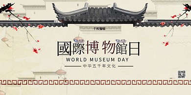 国际博物馆日黄色中国风展板