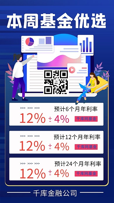 基金理财科技蓝色渐变风手机海报