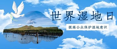 世界湿地日湿地蓝色简约公众号首图